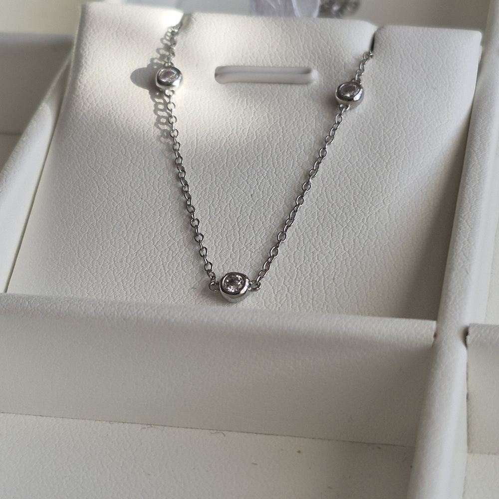 Elegant Silver Necklace with Cz Accents